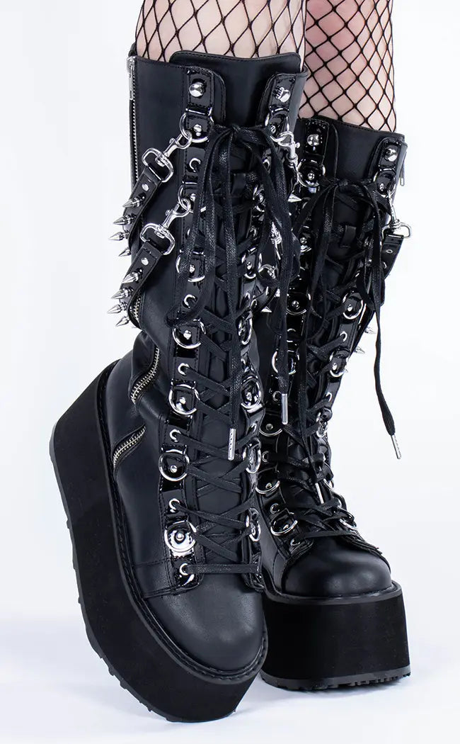 DAMNED-220 Black Vegan Leather Boots-Demonia-Tragic Beautiful