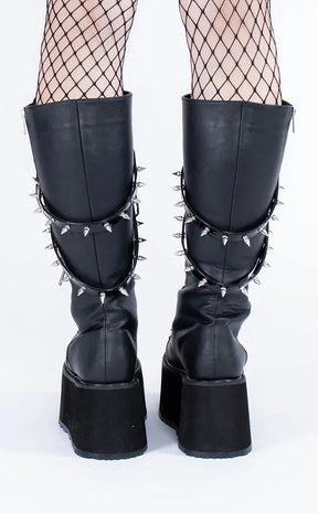 DAMNED-220 Black Vegan Leather Boots-Demonia-Tragic Beautiful