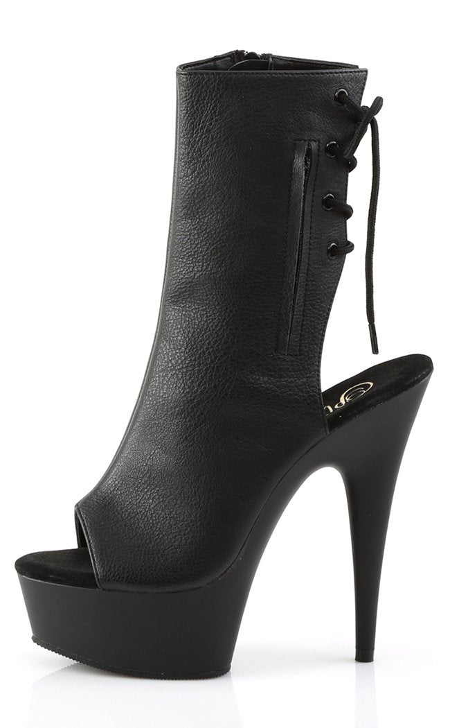 DELIGHT-1018 Black Faux Leather Ankle Boots-Pleaser-Tragic Beautiful