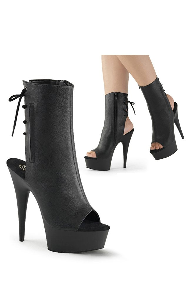 DELIGHT-1018 Black Faux Leather Ankle Boots-Pleaser-Tragic Beautiful