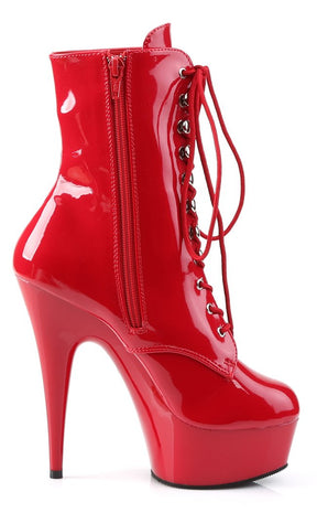 DELIGHT-1020 Red Patent Ankle Boots (Au Stock)-Pleaser-Tragic Beautiful