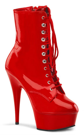 DELIGHT-1020 Red Patent Ankle Boots (Au Stock)-Pleaser-Tragic Beautiful