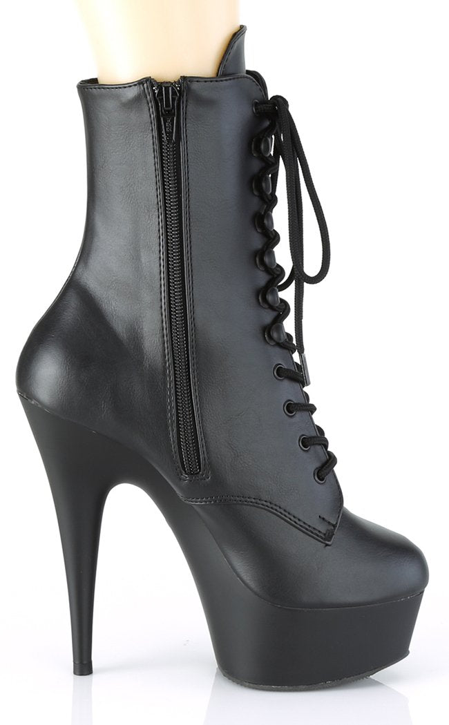 DELIGHT-1020PK Black Matte Ankle Boots-Pleaser-Tragic Beautiful