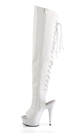 DELIGHT-3019 White Thigh High Boots-Pleaser-Tragic Beautiful