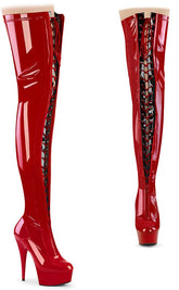 DELIGHT-3027 Red/Black Patent Thigh High Boots-Pleaser-Tragic Beautiful