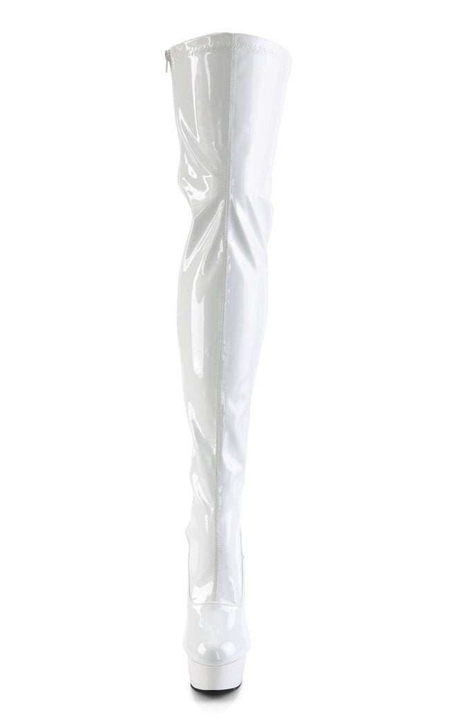 DELIGHT-3063 White Thigh High Boots-Pleaser-Tragic Beautiful