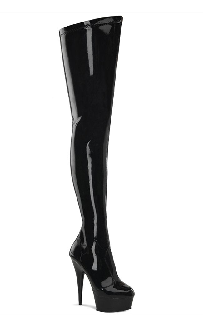 DELIGHT-4000 Black Stretch Super Long Boots-Pleaser-Tragic Beautiful