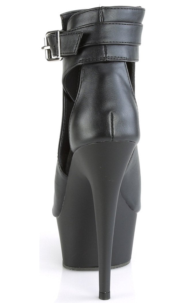 DELIGHT-600-10 Black Faux Leather Heels-Pleaser-Tragic Beautiful