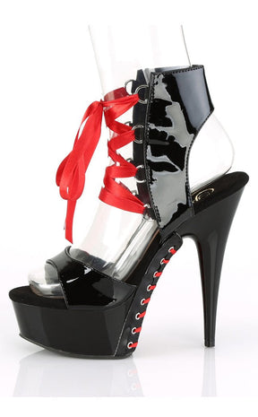 DELIGHT-600-14FH Black Patent Heels-Pleaser-Tragic Beautiful