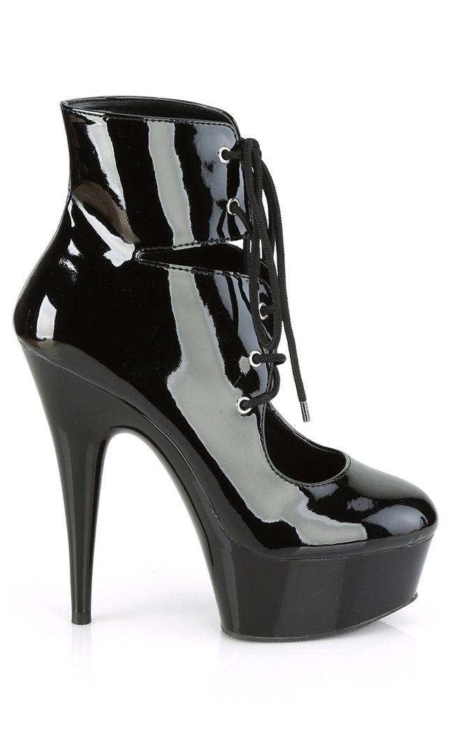 DELIGHT-600-22 Black Patent/Black Heels-Pleaser-Tragic Beautiful