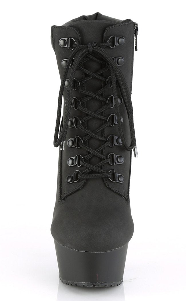 DELIGHT-600TL-02 Black Nubuck Faux Leather Ankle Boots-Pleaser-Tragic Beautiful