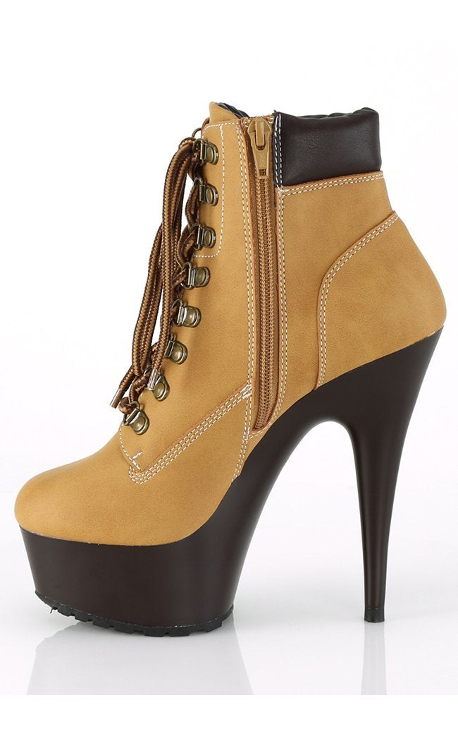 DELIGHT-600TL-02 Tan Nubuck Faux Leather Ankle Boots-Pleaser-Tragic Beautiful