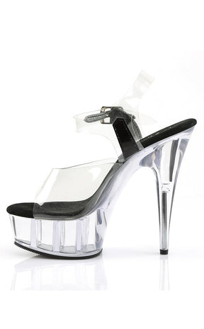 DELIGHT-608 Clear with Black Heels-Pleaser-Tragic Beautiful
