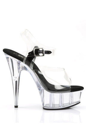 DELIGHT-608 Clear with Black Heels-Pleaser-Tragic Beautiful
