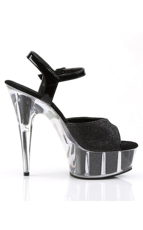 DELIGHT-609-5G Black Glitter Heels-Pleaser-Tragic Beautiful