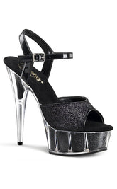 DELIGHT-609-5G Black Glitter Heels-Pleaser-Tragic Beautiful