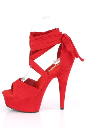 DELIGHT-679 Red Faux Suede Heels-Pleaser-Tragic Beautiful