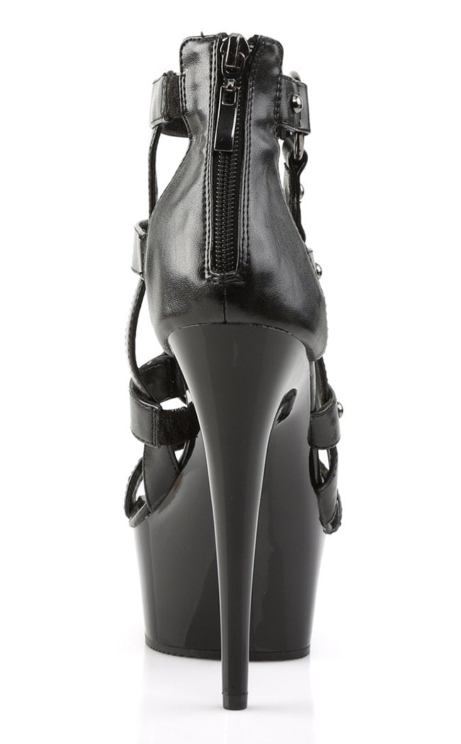 DELIGHT-682 Black Faux Leather Heels-Pleaser-Tragic Beautiful