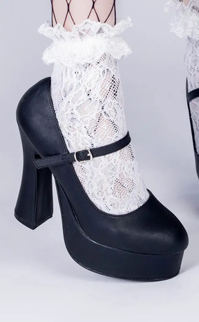 DOLLY-50 Black Mary Jane Shoes-Demonia-Tragic Beautiful