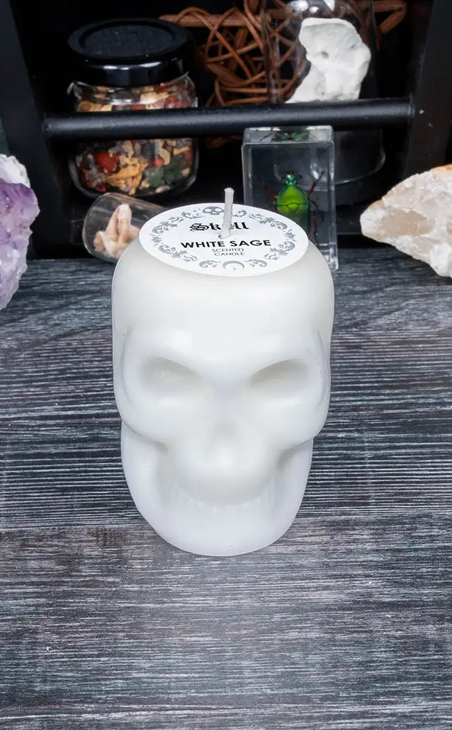 White Skull Candle | White Sage