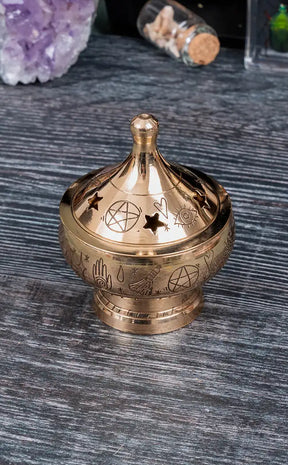 Engraved Brass Incense Burner | Witchy