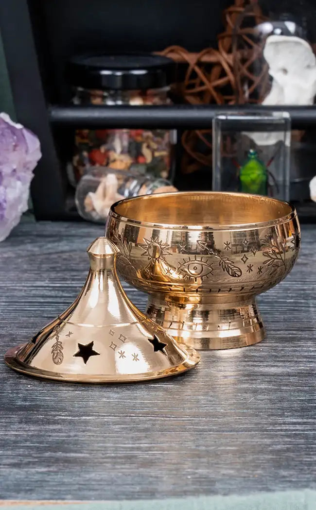 Engraved Brass Incense Burner | Eye