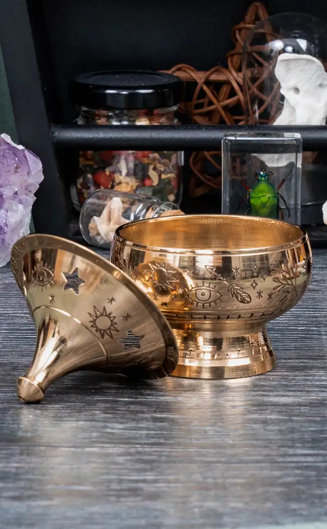 Engraved Brass Incense Burner | Eye