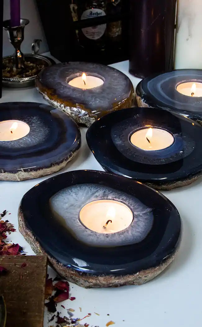 Dark Agate Candle Holder-Crystals-Tragic Beautiful