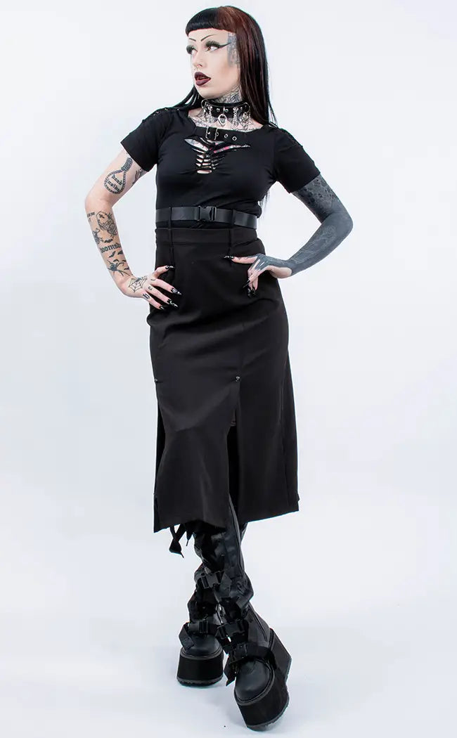 Dark Aura Midi Skirt-Punk Rave-Tragic Beautiful