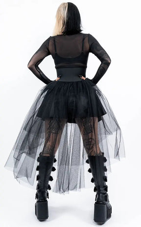 Dark Waves Layered Asymmetrical Mini Skirt