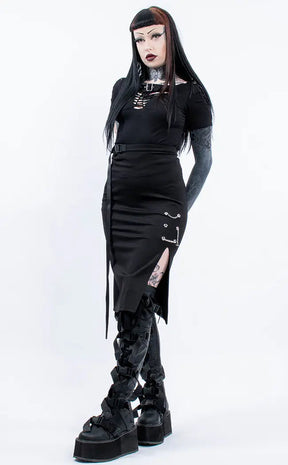 Darkling Embellished Midi Skirt-Punk Rave-Tragic Beautiful