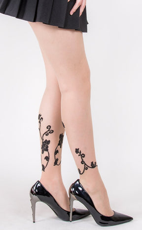 Delicately Inked Pantyhose-Music Legs-Tragic Beautiful