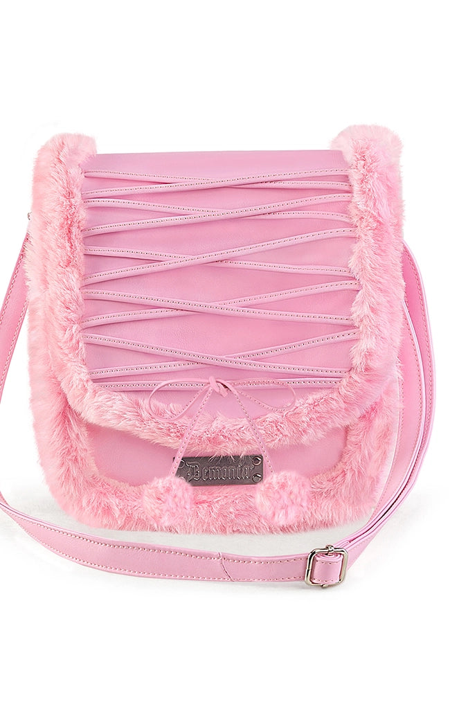 Demonia Pink Faux Fur Crossbody Bag