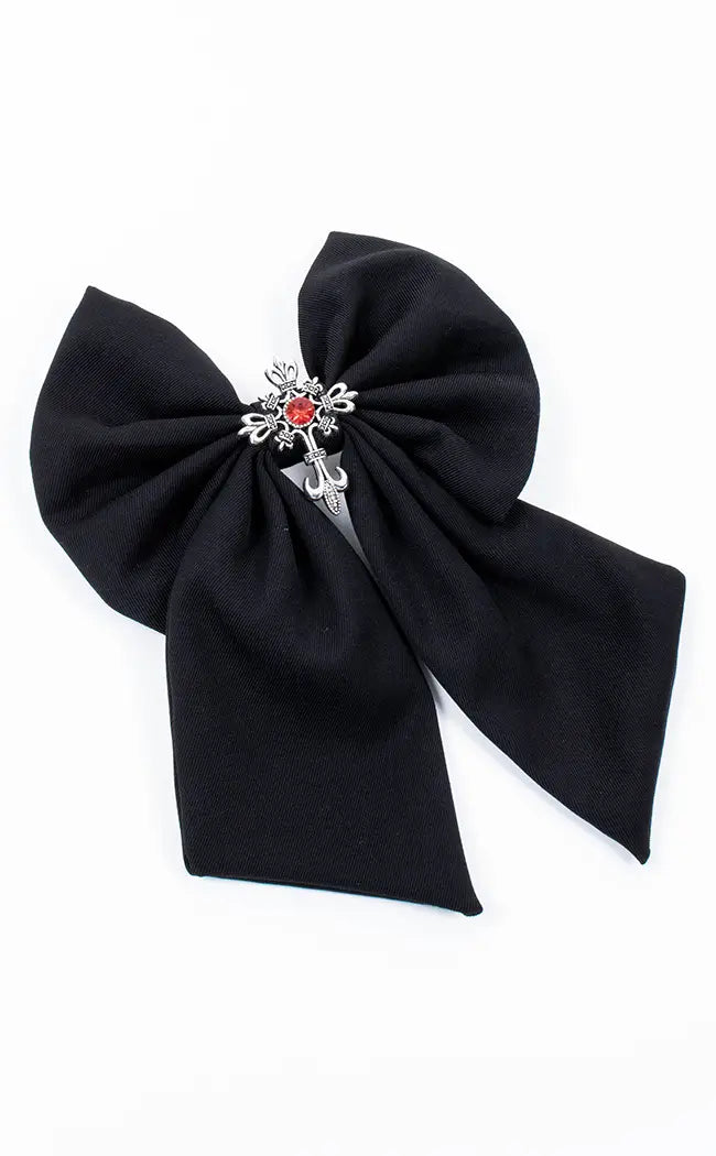 Desecration Bow Hair Clip | Red-Cold Black Heart-Tragic Beautiful