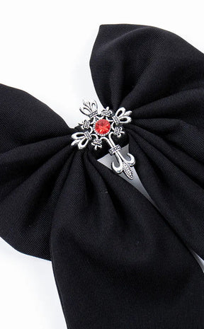 Desecration Bow Hair Clip | Red-Cold Black Heart-Tragic Beautiful