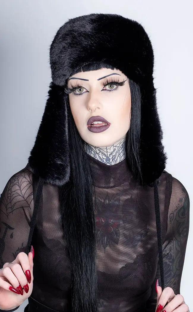 Devana Faux Fur Trapper Hat-Cold Black Heart-Tragic Beautiful