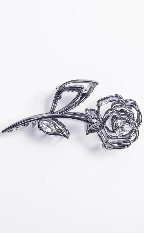 Diamond Rose Hair Claw Clip-Gothic Jewellery-Tragic Beautiful