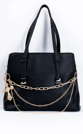 Don't Cross Me Leather Handbag | Gold-Gothic Accessories-Tragic Beautiful