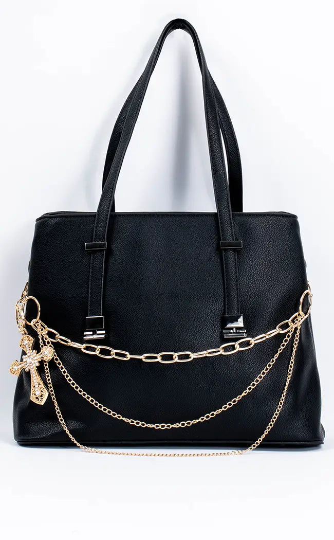 Don't Cross Me Leather Handbag | Gold