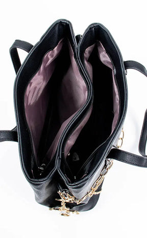 Don't Cross Me Leather Handbag | Gold-Gothic Accessories-Tragic Beautiful