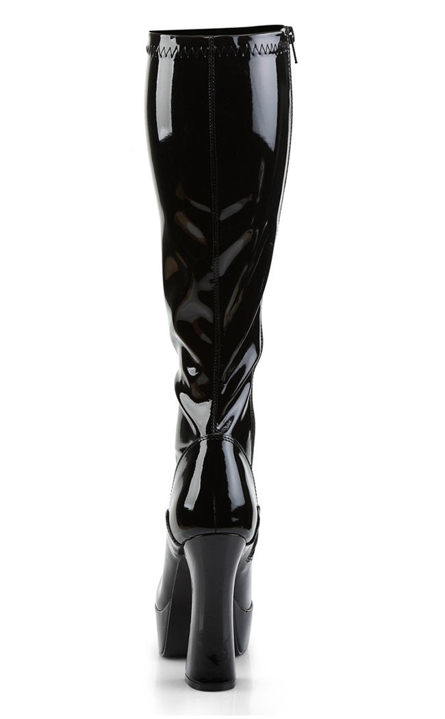 ELECTRA-2000Z Shiny Black Knee High Boots-Pleaser-Tragic Beautiful