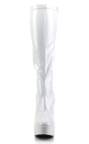 ELECTRA-2000Z Shiny White Knee High Boots-Pleaser-Tragic Beautiful