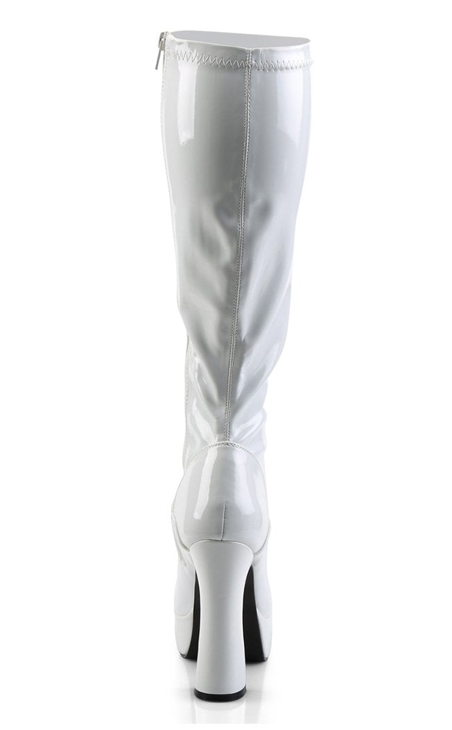 ELECTRA-2000Z Shiny White Knee High Boots-Pleaser-Tragic Beautiful