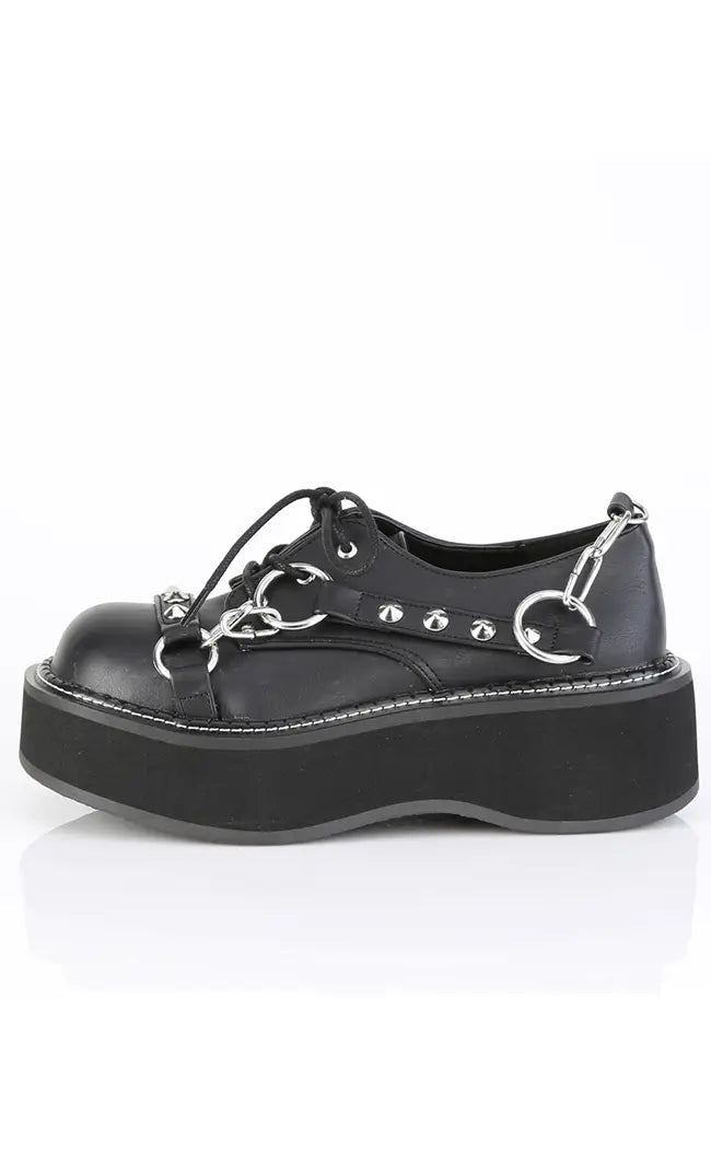 EMILY-32 Black Vegan Leather Oxford Shoes