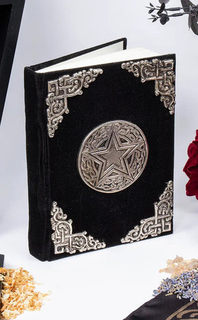 Embossed Black Velvet Pentacle Journal-Occult Books-Tragic Beautiful
