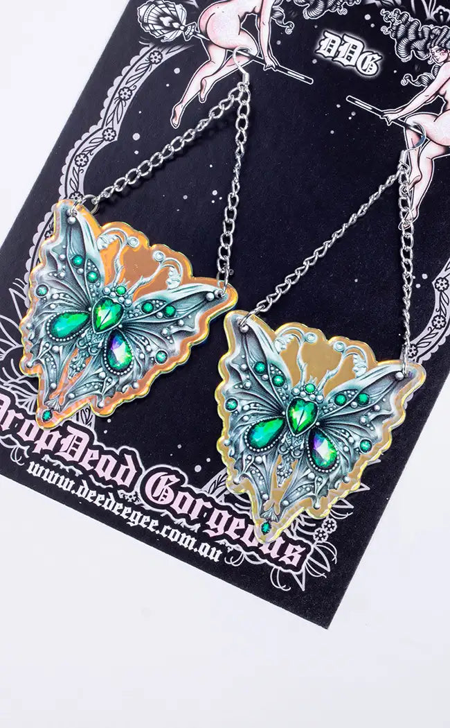 Emerald City Magic Moth Earrings-Drop Dead Gorgeous-Tragic Beautiful
