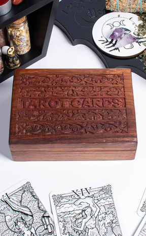 Engraved Wood Tarot Card Box-Gothic Gifts-Tragic Beautiful