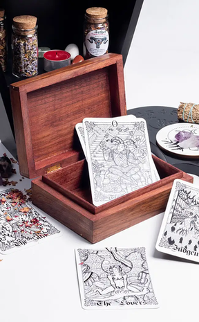Engraved Wood Tarot Card Box-Gothic Gifts-Tragic Beautiful