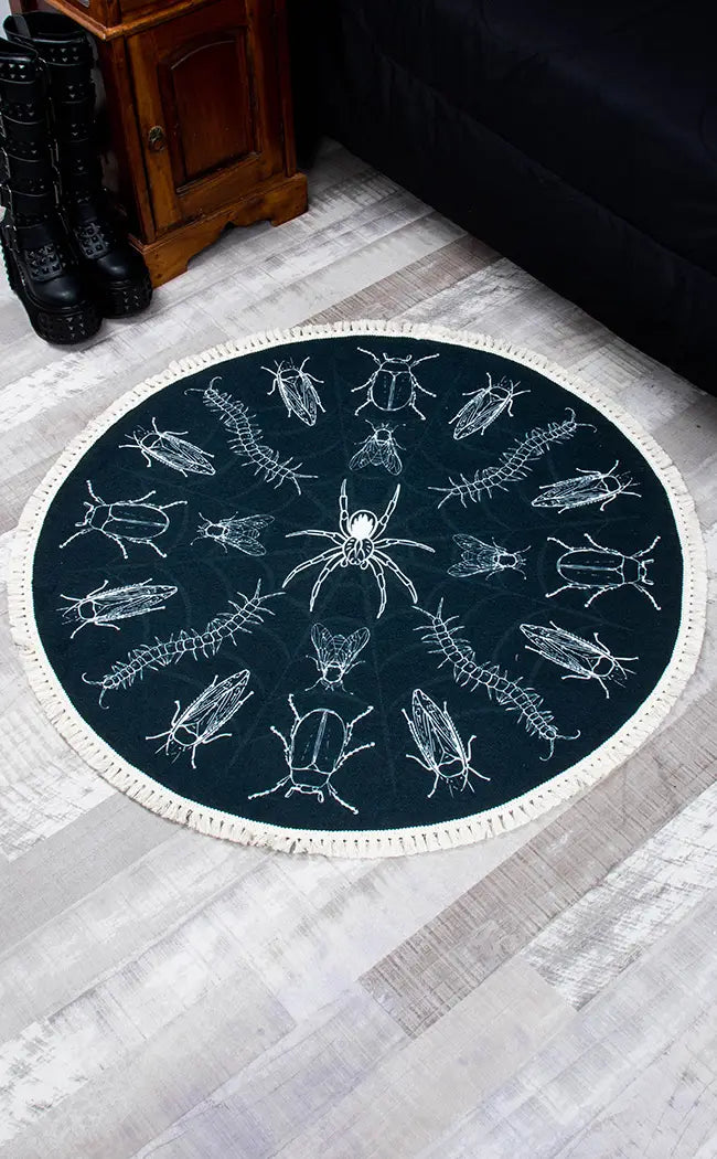 Entomology Spider and Bugs Fringed Rug | Gothic Home Decor Australia