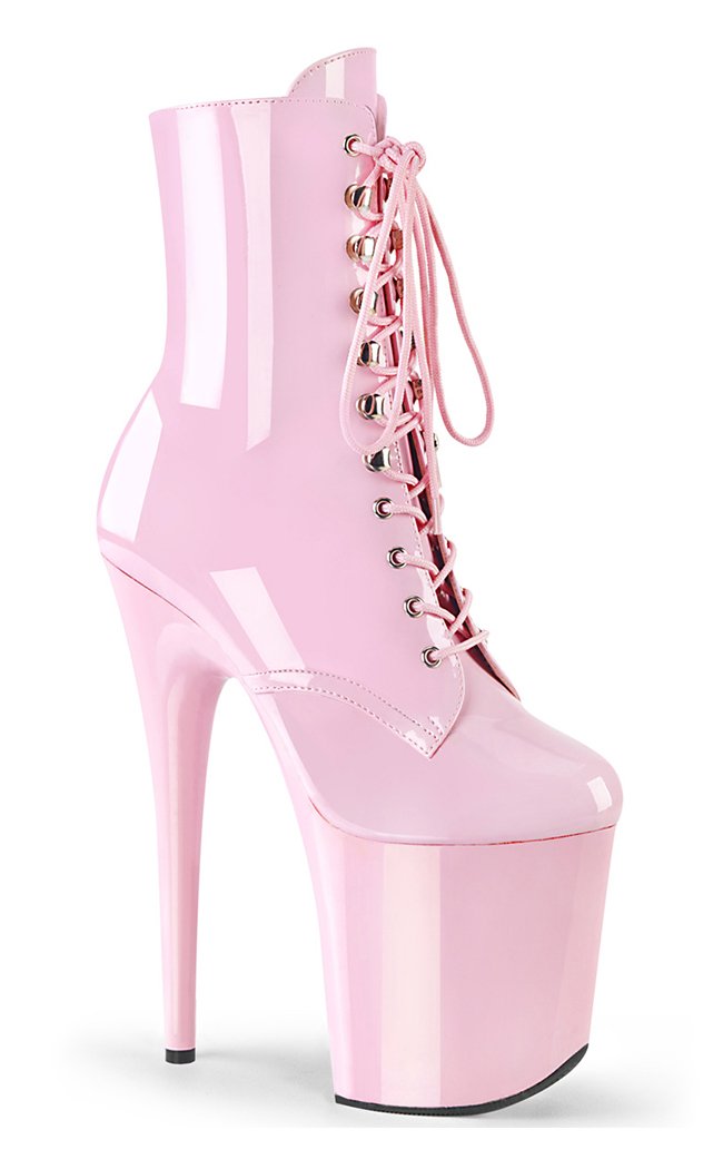 FLAMINGO-1020 Baby Pink Patent Boots-Pleaser-Tragic Beautiful
